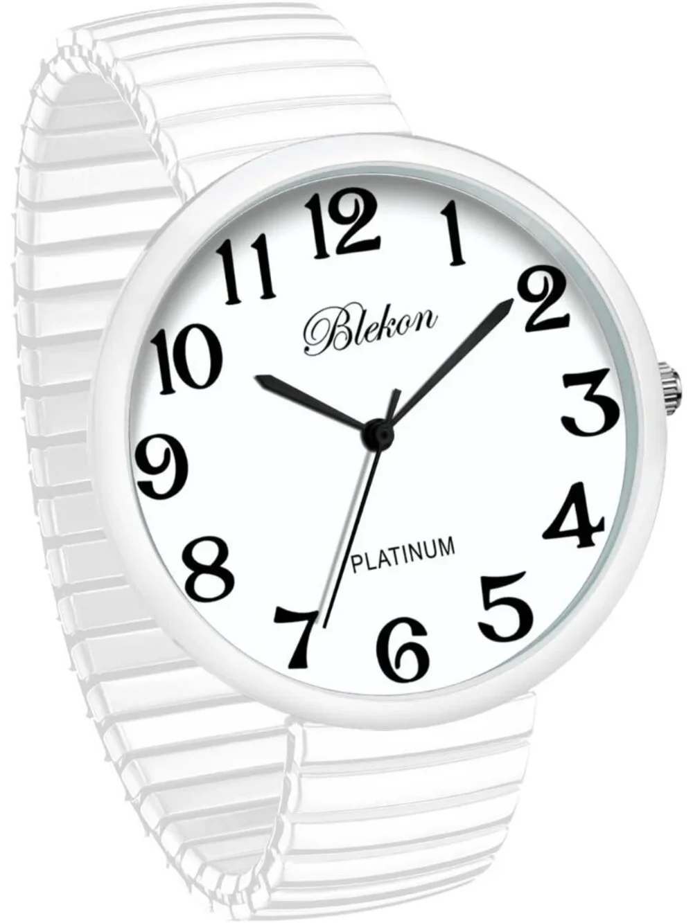 Women's White New Super Large Face Stretch Band Japanese Movement Fashion Watch